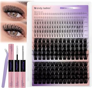 Eyelashes Individual Kit, Manga 7D Premade Fans Lashes with Wispy Bottom Lash, D-Curl 12-18mm 0.07 Cluster Lashes Kit, DIY Natural Lash Extensions