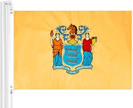 G128 New Jersey State Flag | 3x5 Ft | Double ToughWeave Series Double Sided Embroidered 210D Polyester | Embroidered Design, Indoor/Outdoor, Brass Grommets, Heavy Duty, 3-ply
