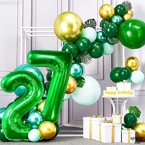 Miniatura 3 de KatchOn, Globos verdes oscuros del número 27 de 40 pulgadas, globos verdes del número 27 para decoraciones de cumpleaños de 27 para mujeres, globos