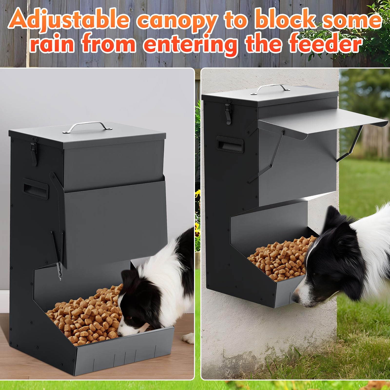 Willinglong 1 comedero automático para perros con tapa, capacidad de 50 libras, comedero para perros al aire libre, dispensador de alimentos para mascotas, dispensador de alimentos para mascotas para