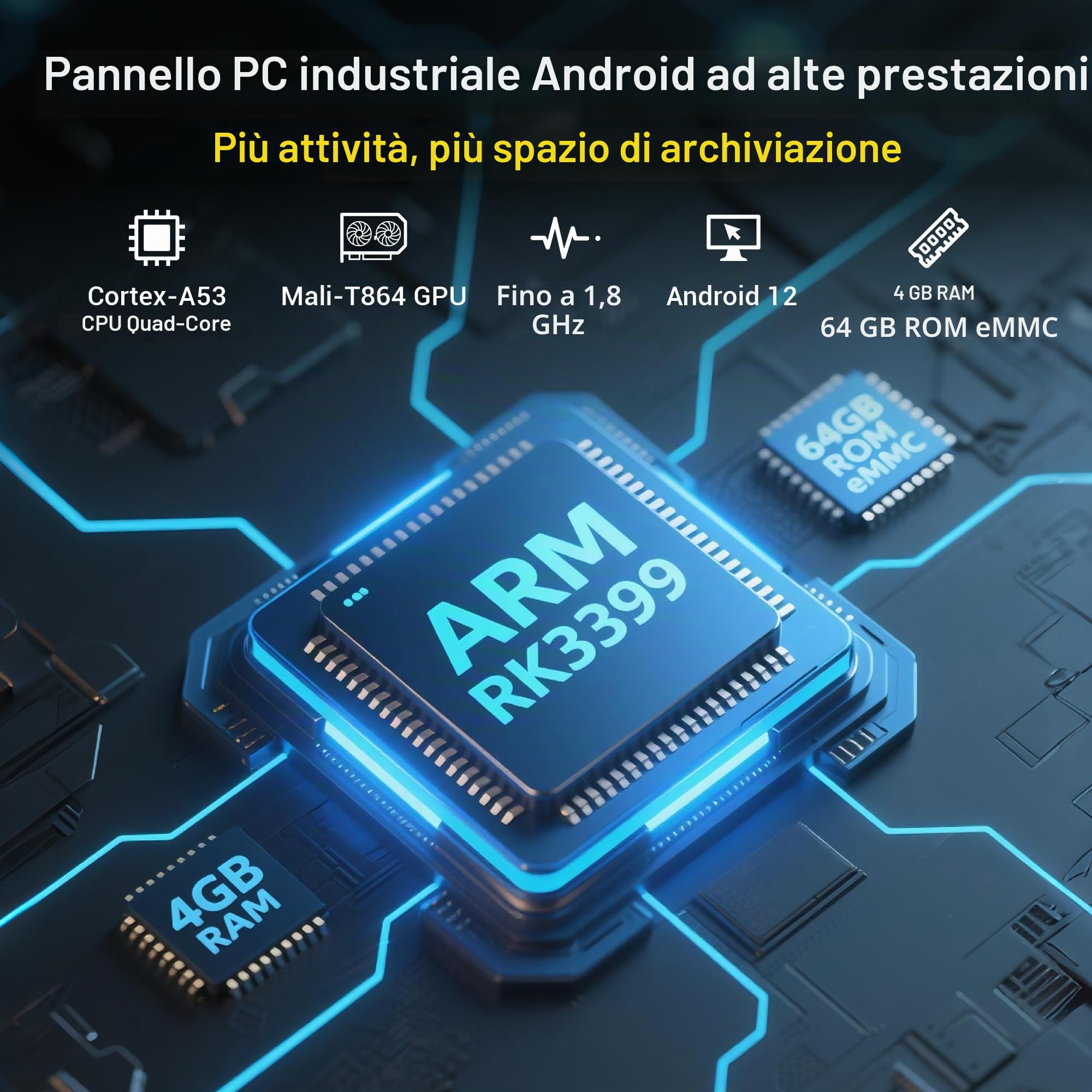 Industrie Panel PC-HEIGAOLAPC Industriale Touchscreen Pannello PC 15.6” RK3399 4GB RAM 64GB ROM, Android 12 Fanless Touchscreen Monitor All in One 1920*1080 IPS, USB3,0, USB2,0, HDMI2,0, Type-C, RJ45