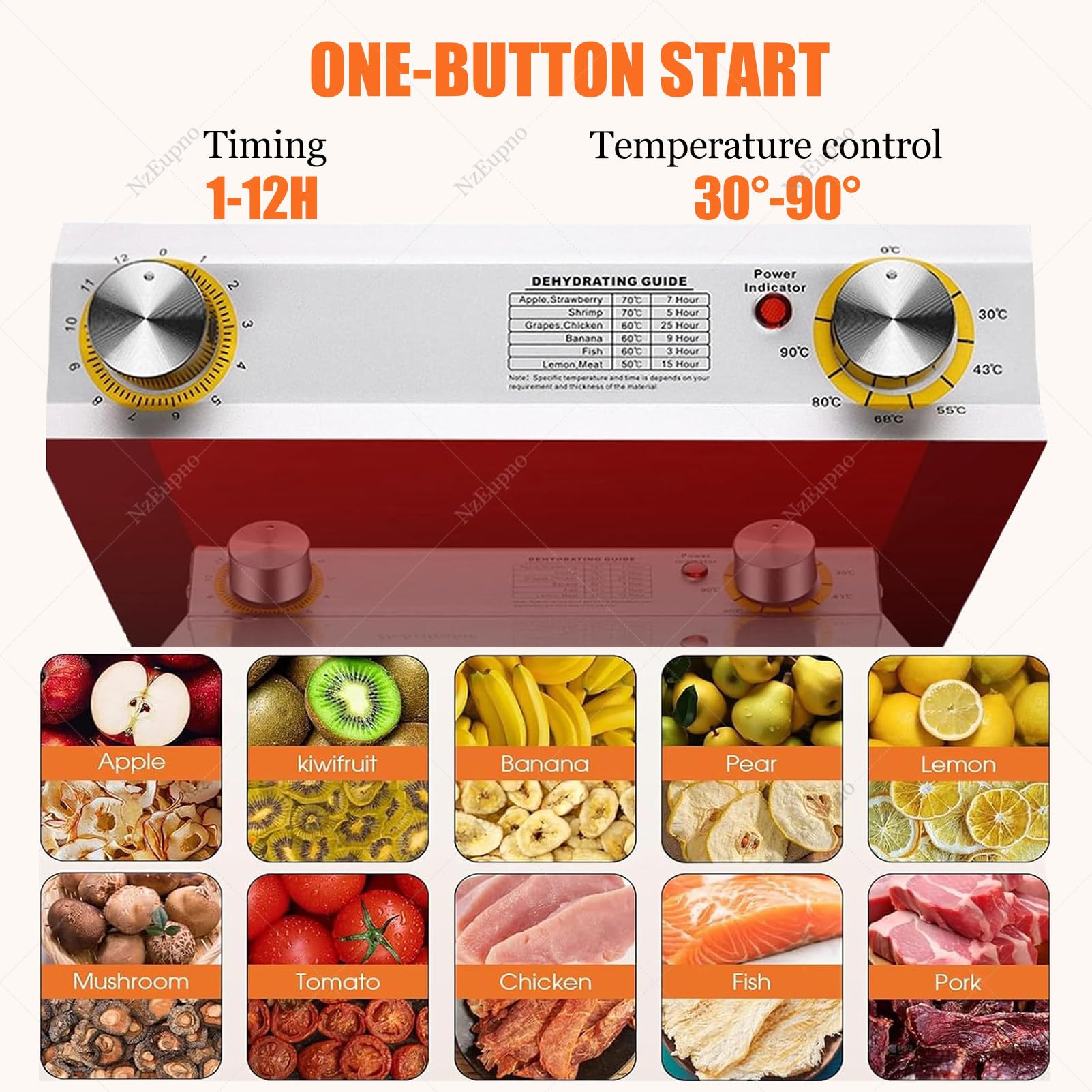 6/8/12/18 Strati Di Cibo Commerciale Disidratato Con Timer 24 Ore E Temperatura Regolabile, Armadio Di Essiccazione Compatto Per Carne Secca, Erbe Aromatiche, Carne Di Manzo, Frutta E Verdura 18Layer