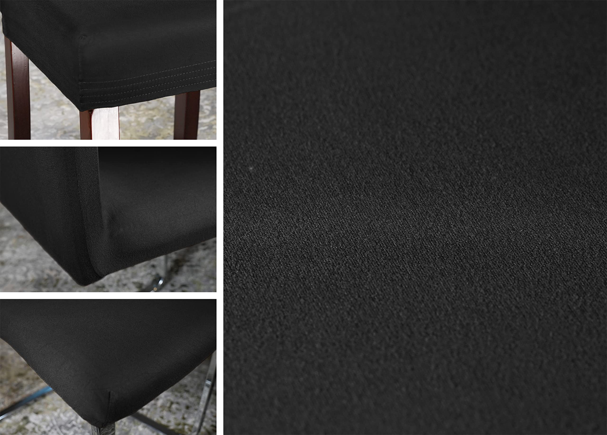 BEAUTEX Stuhlhussen Mikrofaser Stühle & Schwingstühle 4er Set Schwarz | 95% Polyester, 5% Elasthan, weiche Mikrofaser, elastisch, Rundum-Gummizug, 30 °C waschbar, faltenarm & formstabil