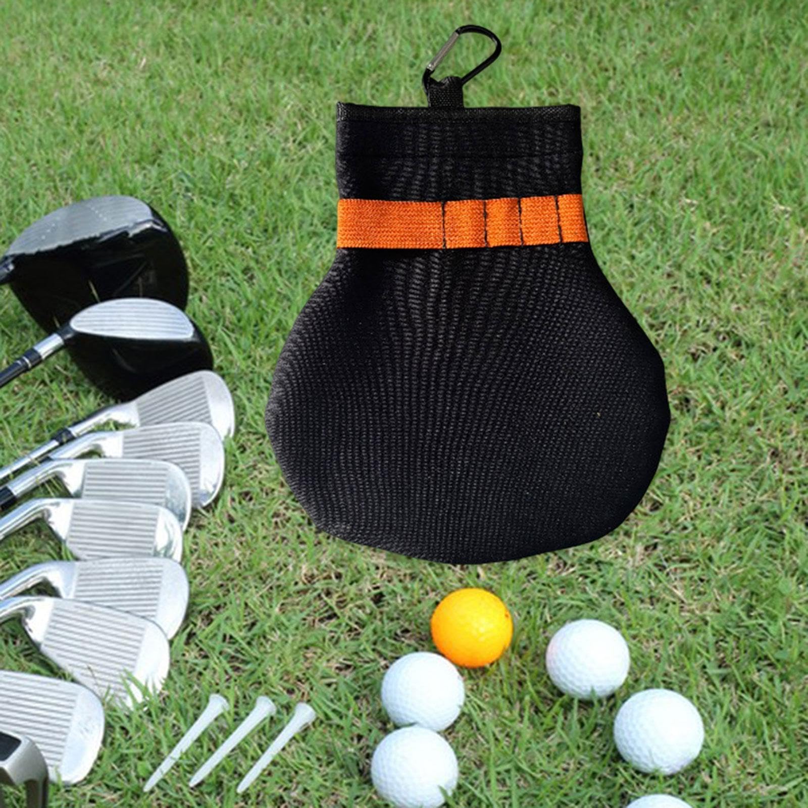 QSTDGVPW Golf Balls Storage Bag Carrier Sports Equipment Sack Gifts Container Collecting Golf Tee Holder Pouch, Orange