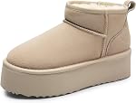 DREAM PAIRS Plateforme Mini Bottes pour femmes vraies Suede, cheville d'hiver Snow Bottes avec Semelle intérieure en mousse de mémoire Semelle extérieure antidérapante légère pour l'extérieur FuzzyClassic