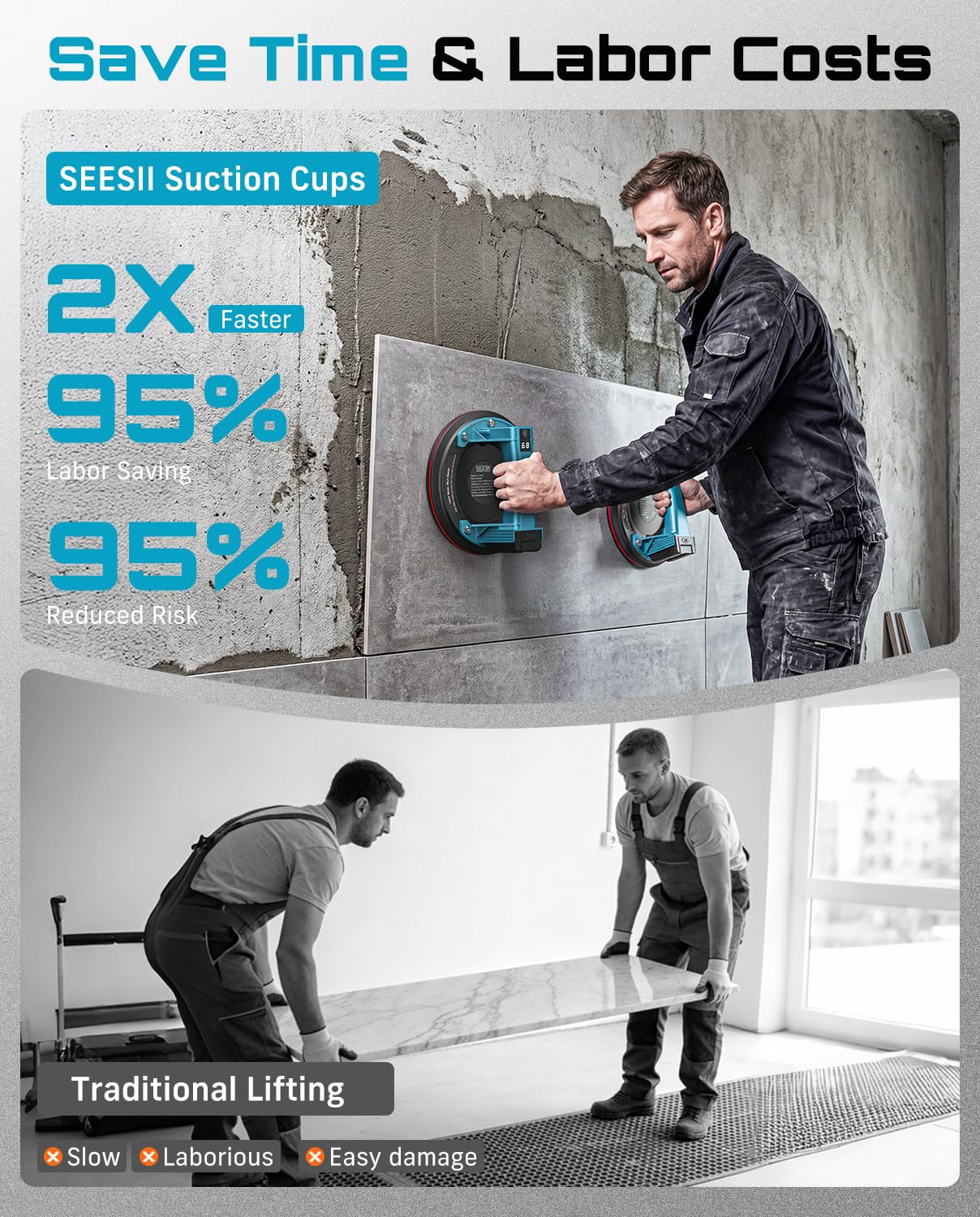 Electric Suction Cups - 600 LBS Glass Lift -2 Electric Suction Cups - 600 LBS Glass Lift -2