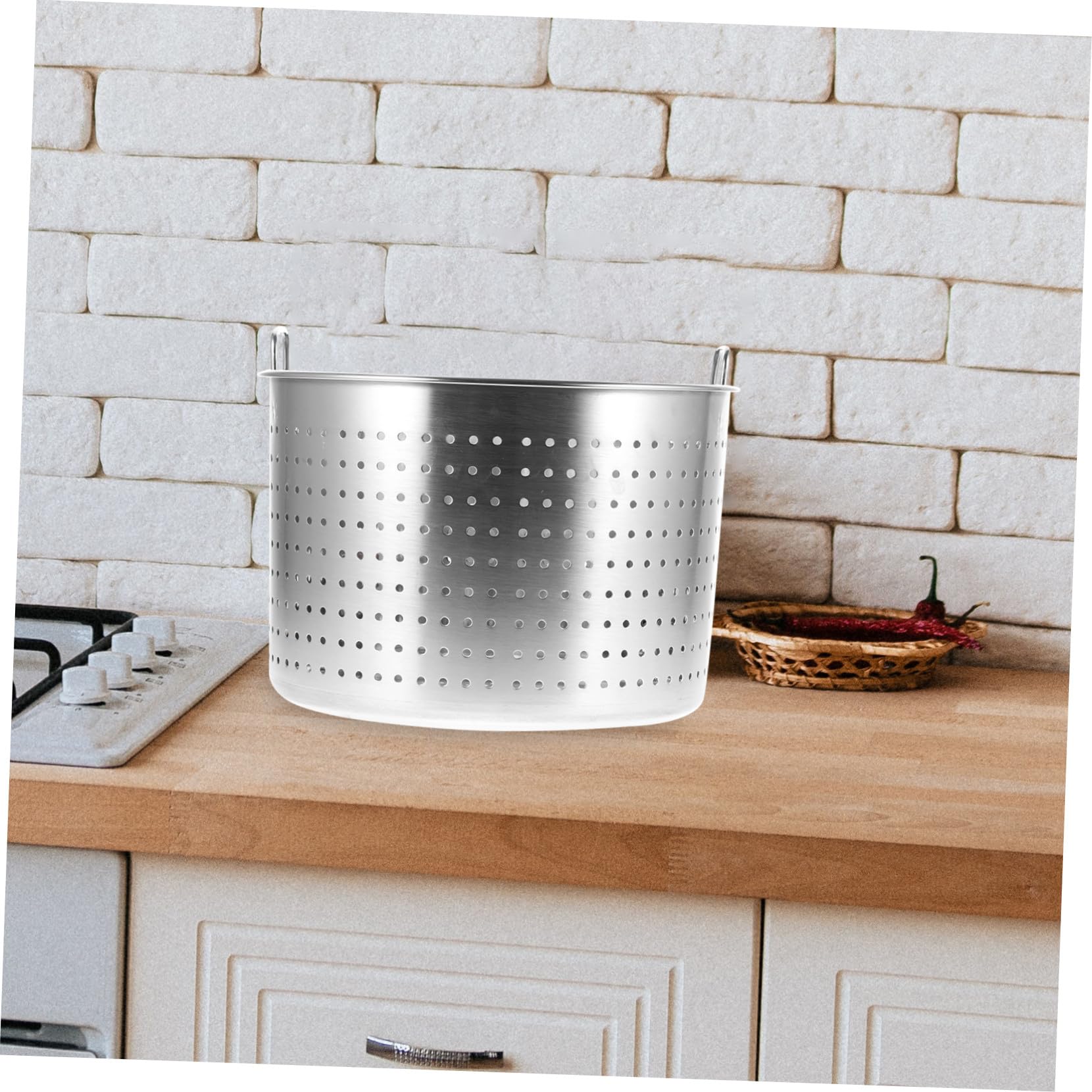 Edelstahl Filtersiebkorb mit Korrosionsschutz und Leicht zu Reinigen als Küchensieb für Fleisch und Meeresfrüchte Silber mit Elegantem Design
