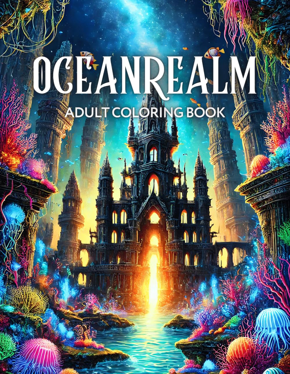 Oceanrealm Adult Coloring Book: Magical Ocean Creatures and Fantasy Underwater Scenes for Relaxation