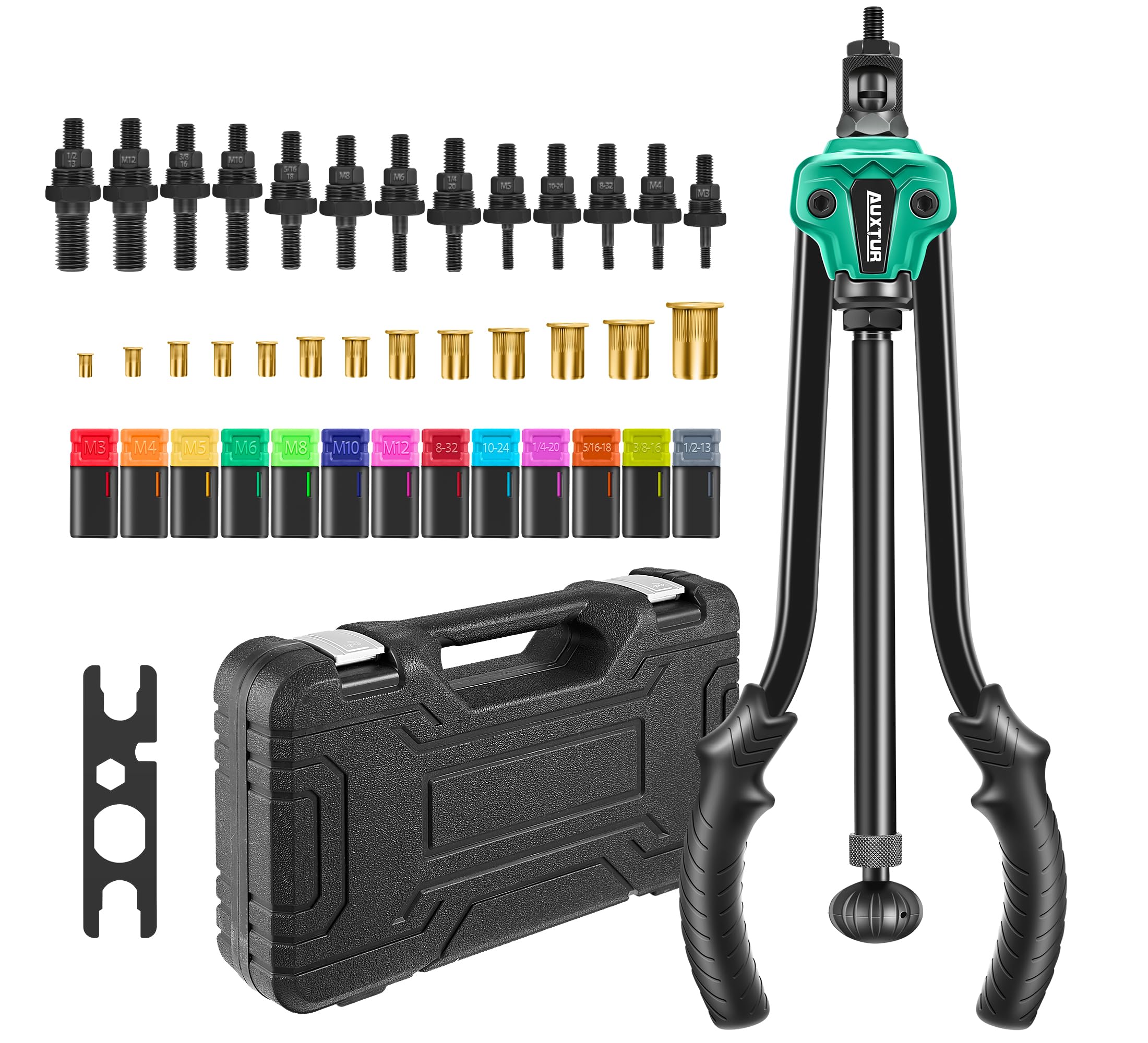 Dado Per Rivetti A Mano In Acciaio Al Carbonio Dadi A Testa Di Pistola Installazione Semplice Rivettatrice Manuale Strumento Per Dadi M3 M4 M5 M6 M8 M10 Con 300 Pezzi - Foto 7