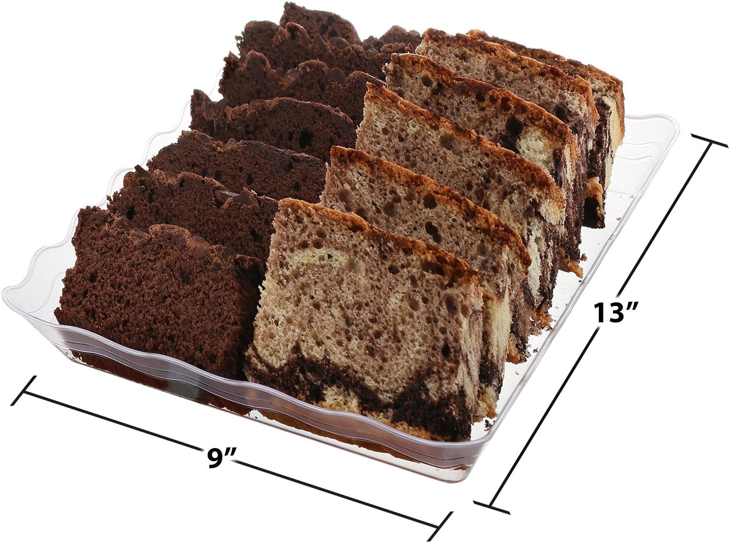 4 Pack Rectangular Plastic Trays, Heavyweight Disposable Serving Party Platters,
