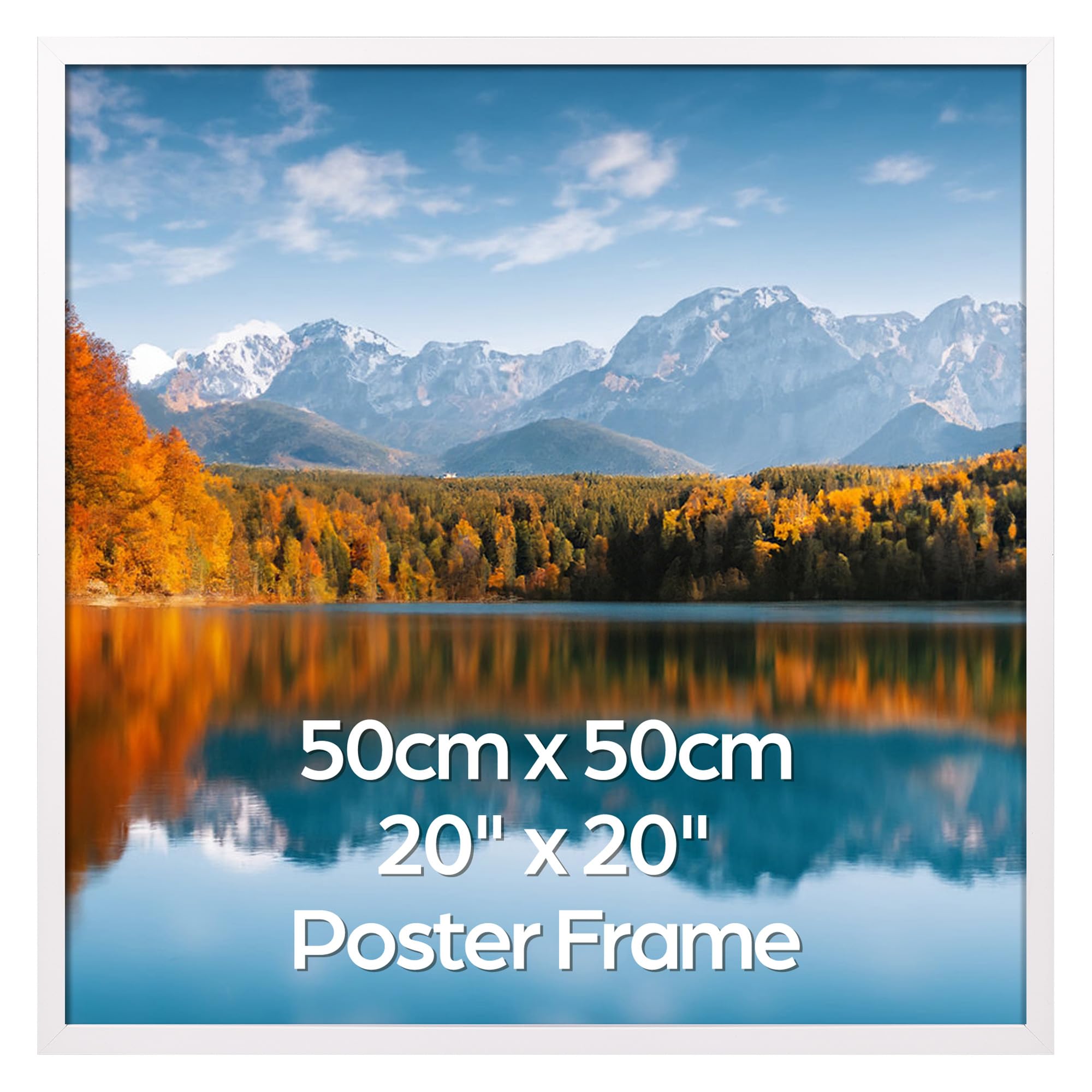 Vasemouh 50x50 cm Picture Frame White, Square Photo Frame, Single Poster Frame Horizontal or Vertical Wall Mounting for Home, Office, Gallery โ image 1