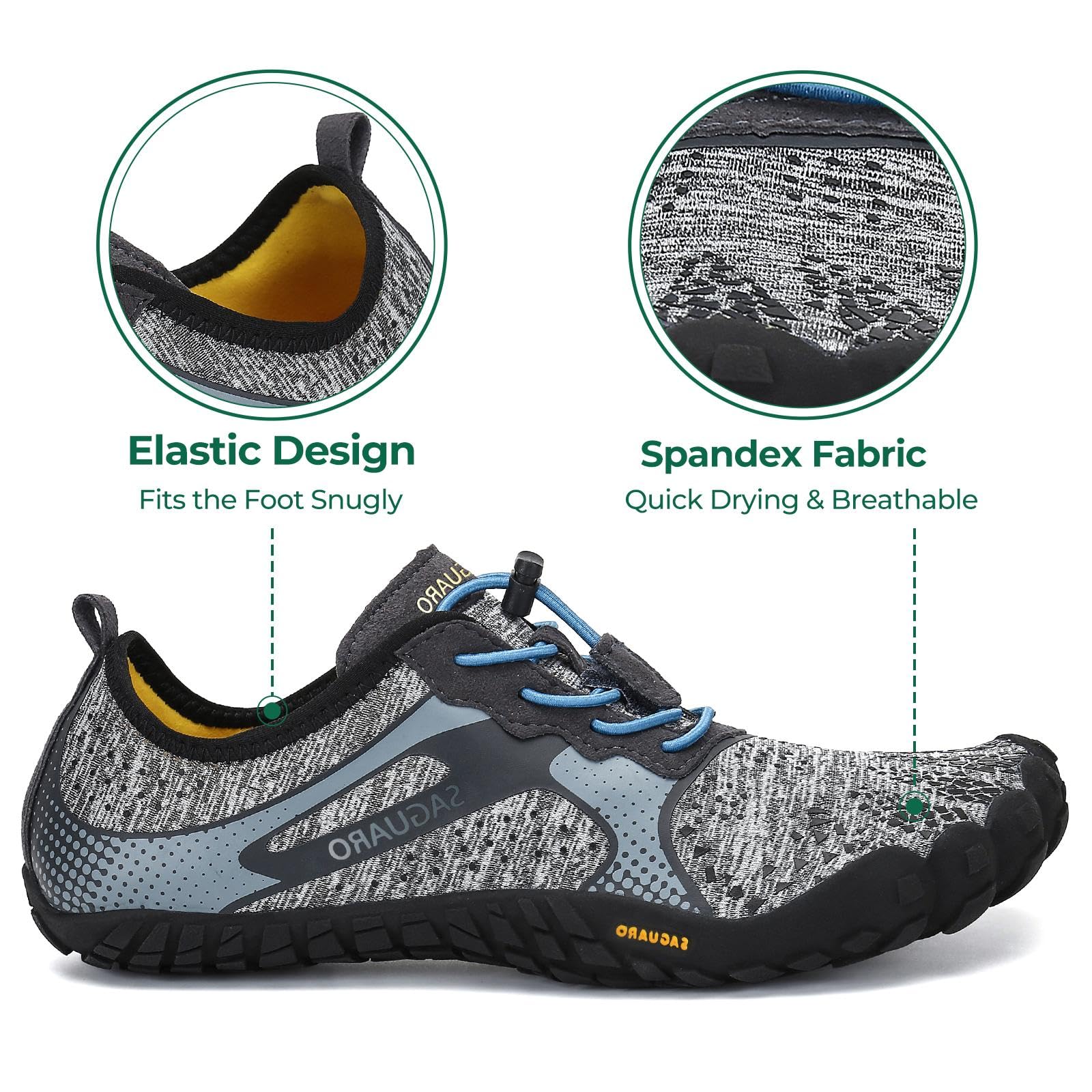 SAGUARO Barefoot Shoes Uomo Donna Scarpe Barefoot - Scarpe Minimaliste Scarpe da Palestra - Traspiranti Scarpe da Scoglio - Punta Larga e Suola a Goccia Zero Nero Fumoso,Gr.35-48 EU
