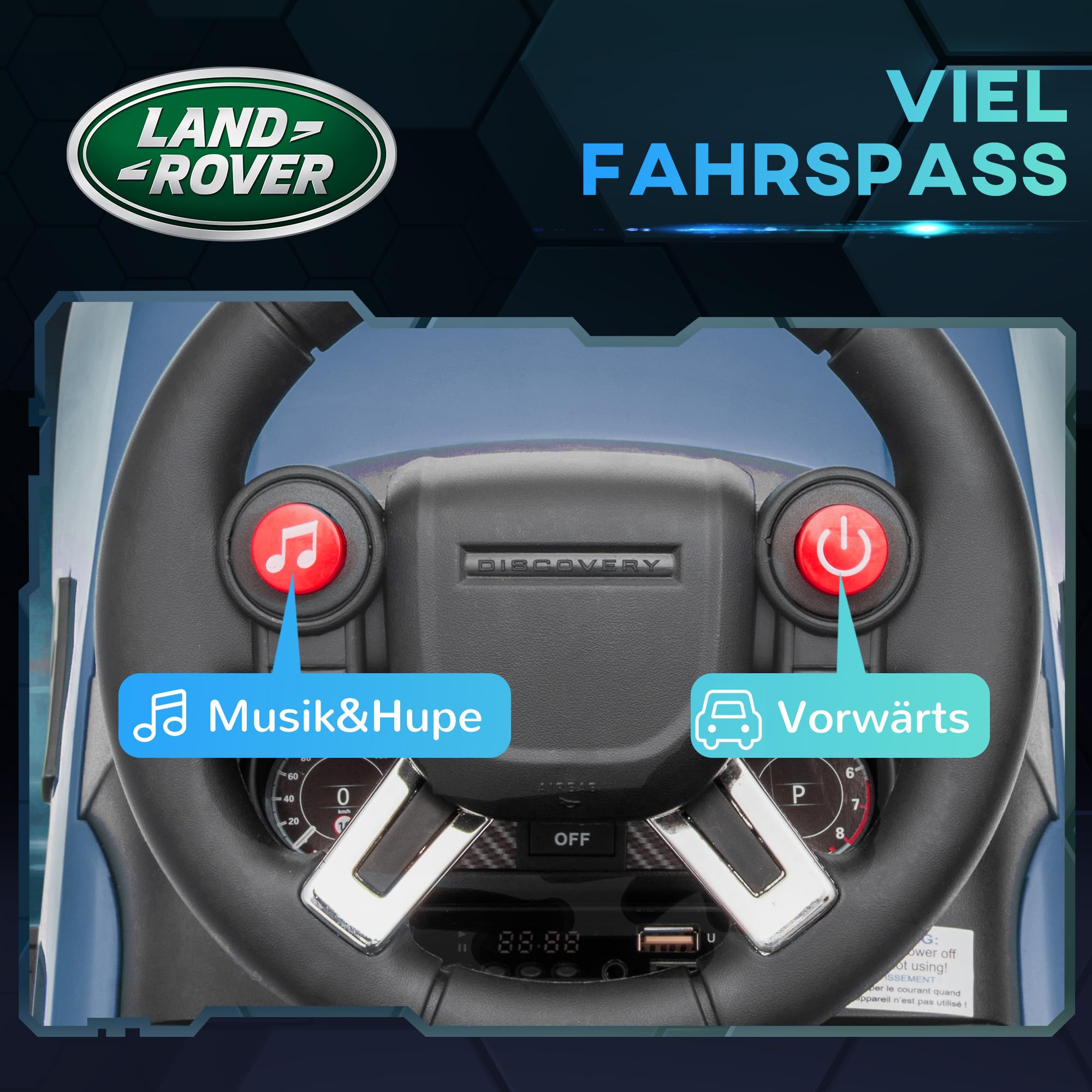 AIYAPLAY Kinder Elektroauto mit Rutschmodus für 1,5-5 Jahre 6V Hellblau | Kinderauto Elektrisch, Musik, Kinderfahrzeug mit Hupe, Scheinwerfer, Elektrofahrzeug