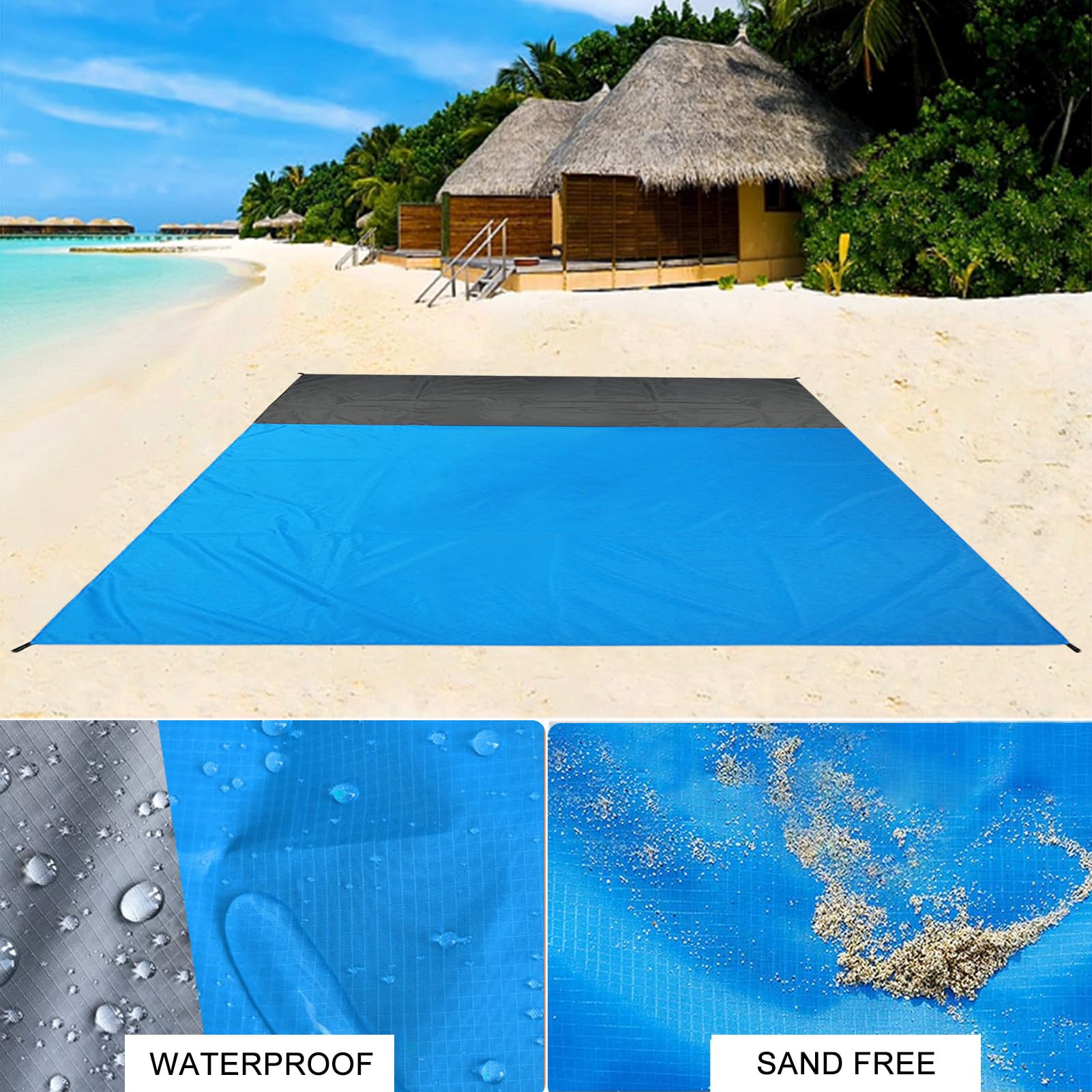 Coperta Da Spiaggia Impermeabile 200x210 Cm - Anti Sabbia, Con Picchetti, Per Picnic, Campeggio E Mare - Foto 2