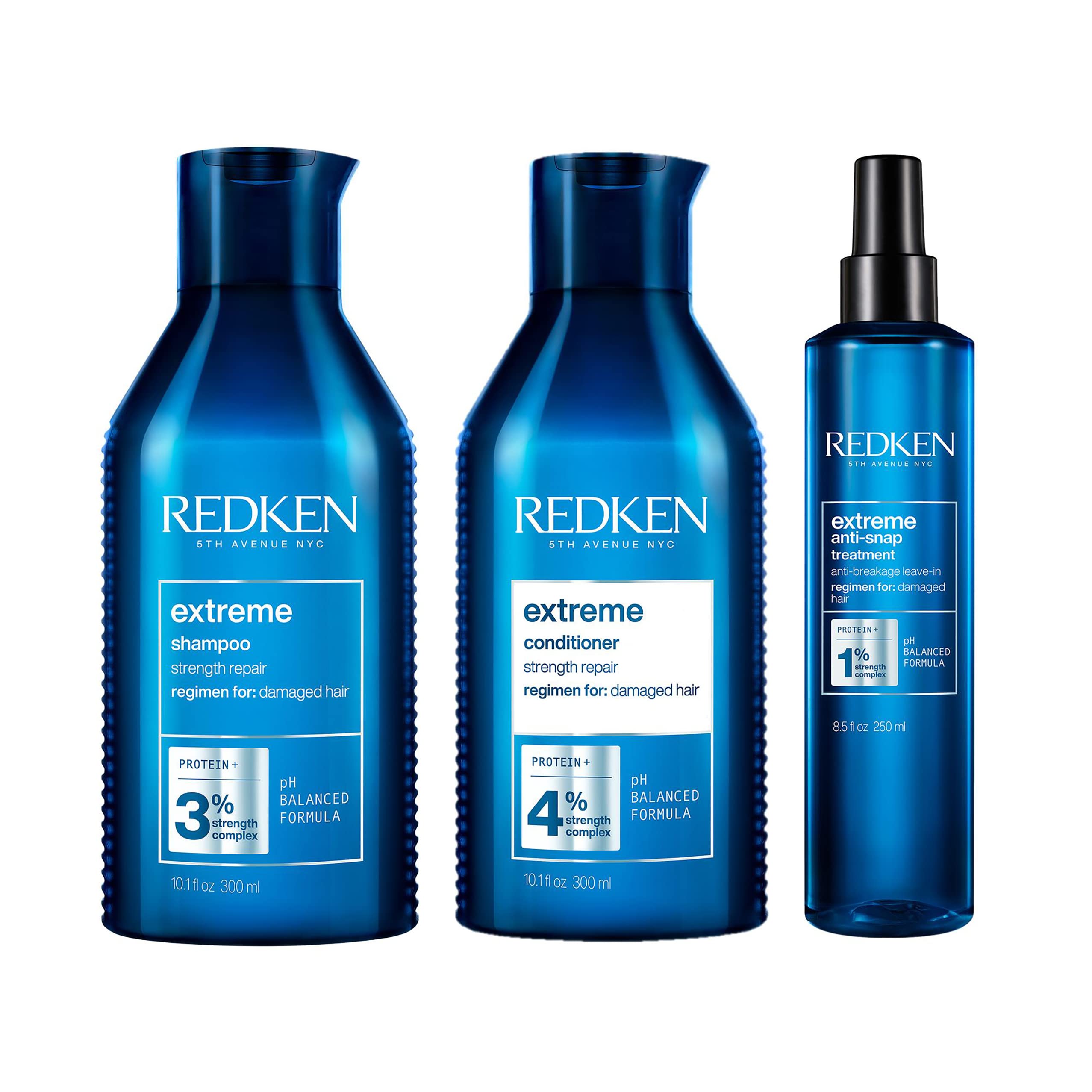 Redken Pflegeset mit Shampoo, Conditioner & Anti-Snap Spray für sprödes und geschädigtes Haar, Anti Haarbruch, Mit Interlock Protein Network, Extreme