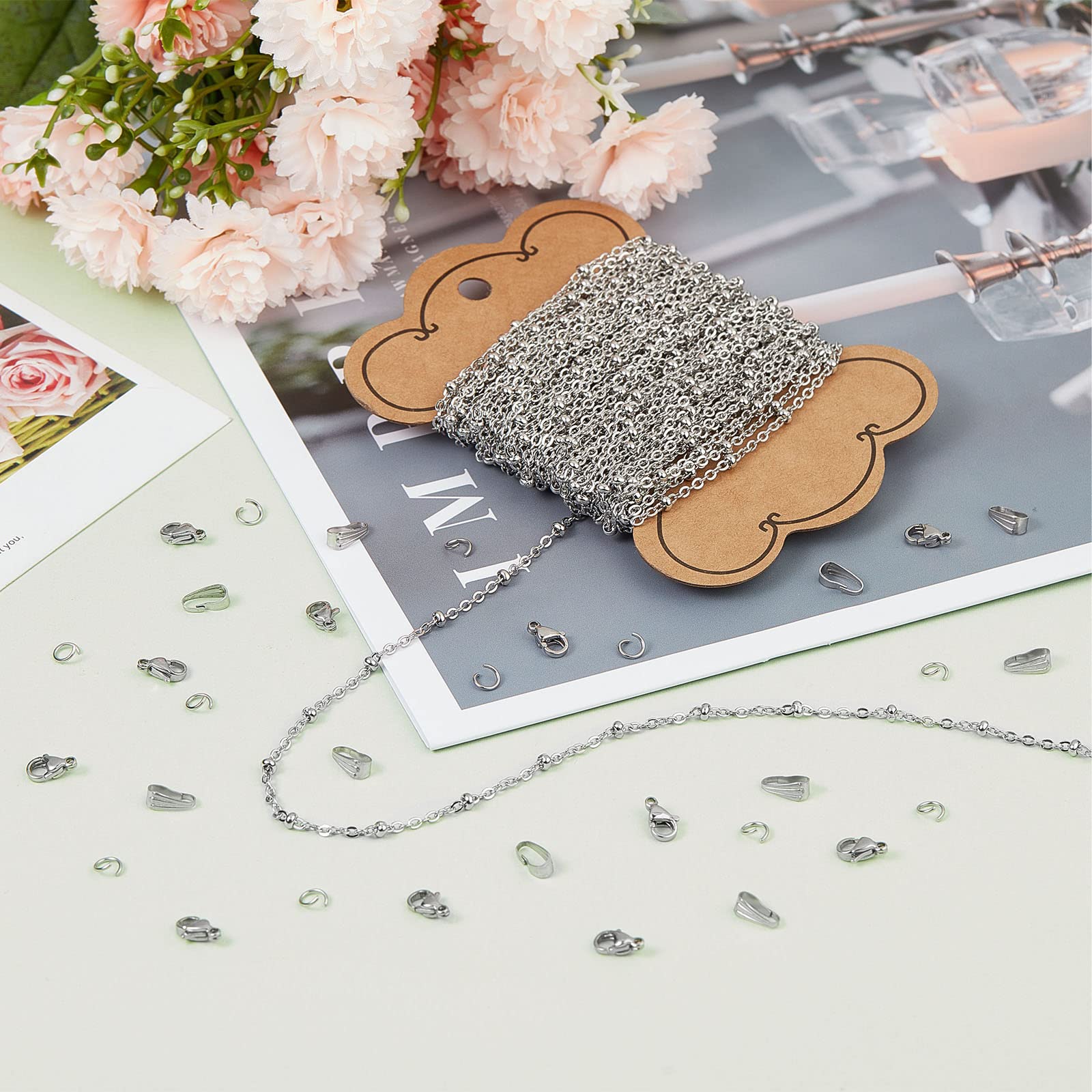 SUNNYCLUE 10m Messing Kugelkette Mit Verbindern - Perfekt Für Schmuckherstellung Und DIY-Ketten