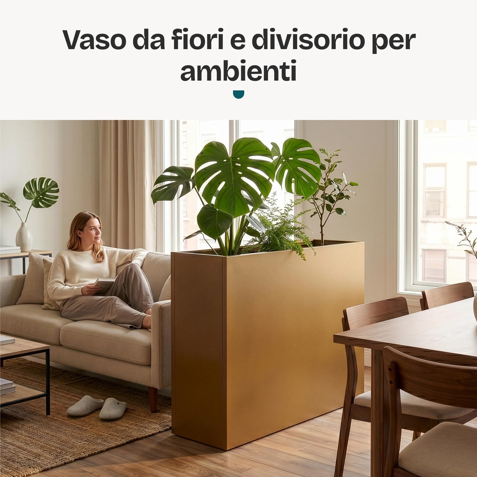 casa.pro Fioriera Rettangolare da Giardino Portafiori Alto in Acciaio Zincato da Esterni e Interni per Ingresso Ufficio Balcone Terrazza Letto Rialzato per Coltivazione Piante 82x90x30 cm - Marrone