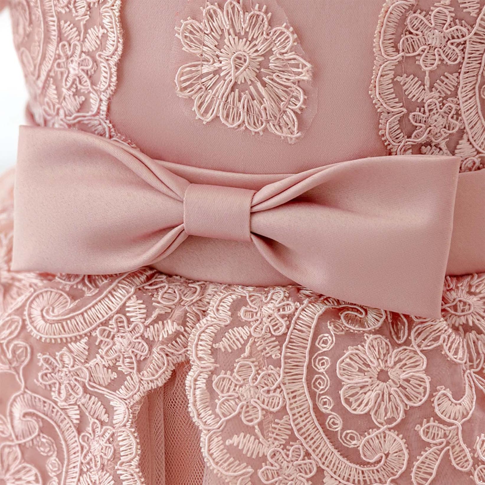 Vestito da Battesimo Bimba Neonata con Fiocco Maniche Corte a Sbuffo Abito Elegante da Principessa Tutu in Tulle per Festa di Compleanno Matrimonio Cerimonia