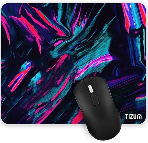 Tizum Mouse Pad Computer Mouse Mat with Anti-Slip Rubber Base & Smooth Mouse Control with Spill-Resistant Surface for Laptop, Notebook, MacBook Pro, Gaming Computer (9.4*7.9 Inches), Beta (Multicolor)