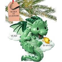 Personalized Green Dragon Ornament 2026 for Little Girls & Boys, Fantasy