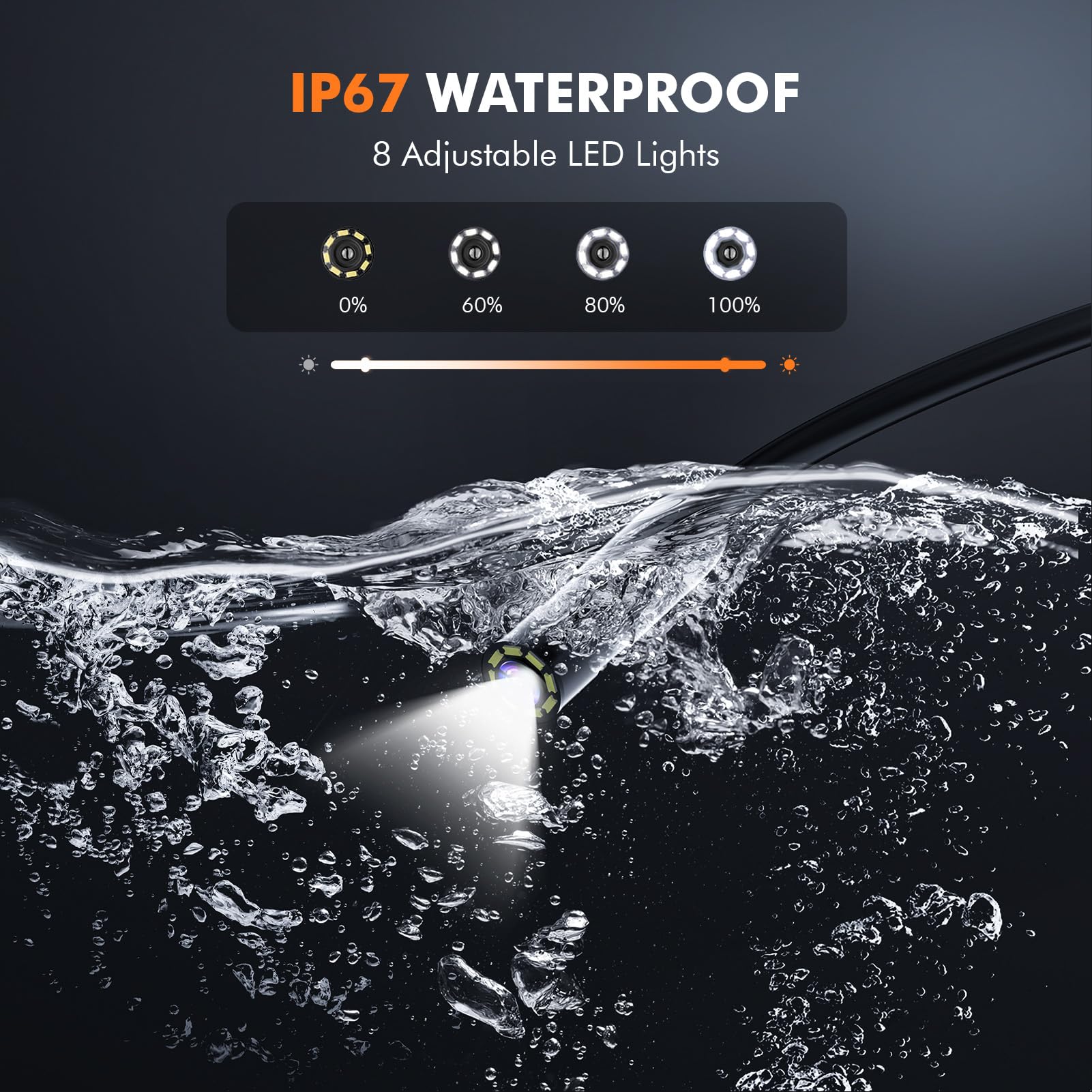 Lovcoyo 4.3" Endoscopio Professionale, 1920P HD Telecamera Endoscopica,Impermeabile IP67 telecamera ispezione tubi con 8 luci LED,Endoscopio Industriale,16.5FT/5, 2600mAh