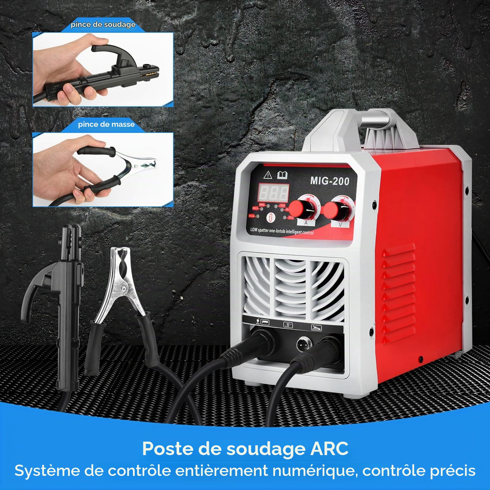 Aomdom Poste de soudage MIG/ARC/TIG 3 en 1, poste de soudage à onduleur IGBT 300A avec écran LCD, poste de soudage portable 220V pour usage professionnel et domestique