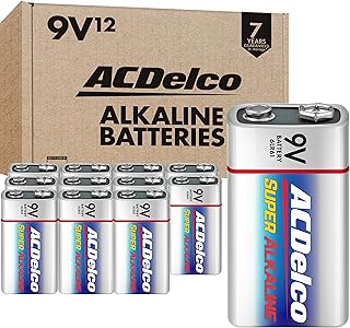 ACDelco 12-Count 9 Volt Batteries, Maximum Power Super Alkaline Battery, 7-Year Shelf Life, Reclosable Packaging