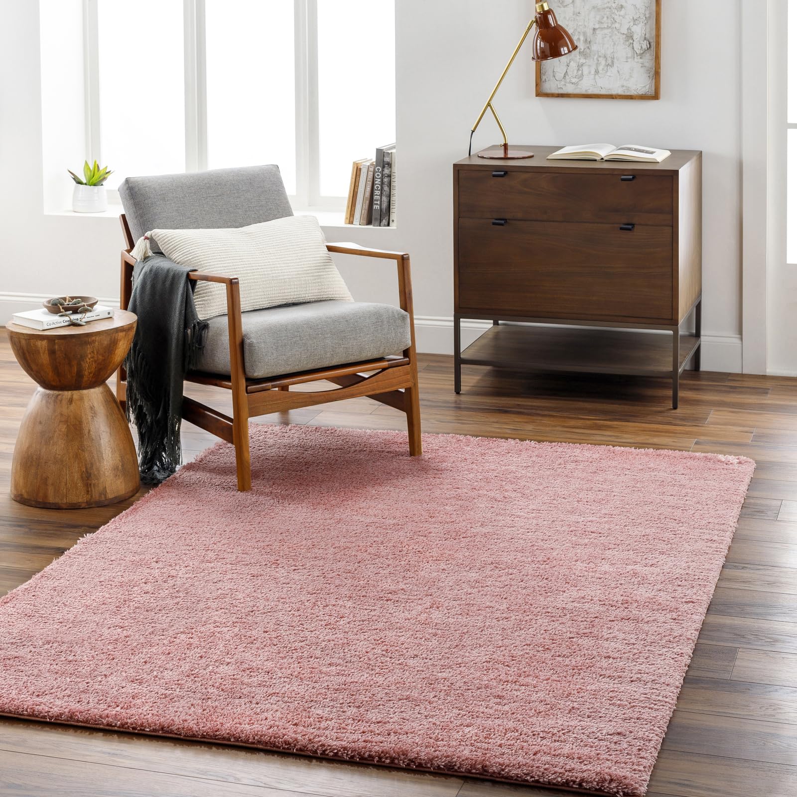 Livabliss Pink Cloudy Shag-Solid Color Plush Soft Pile Rug - 160 X 213 Cm