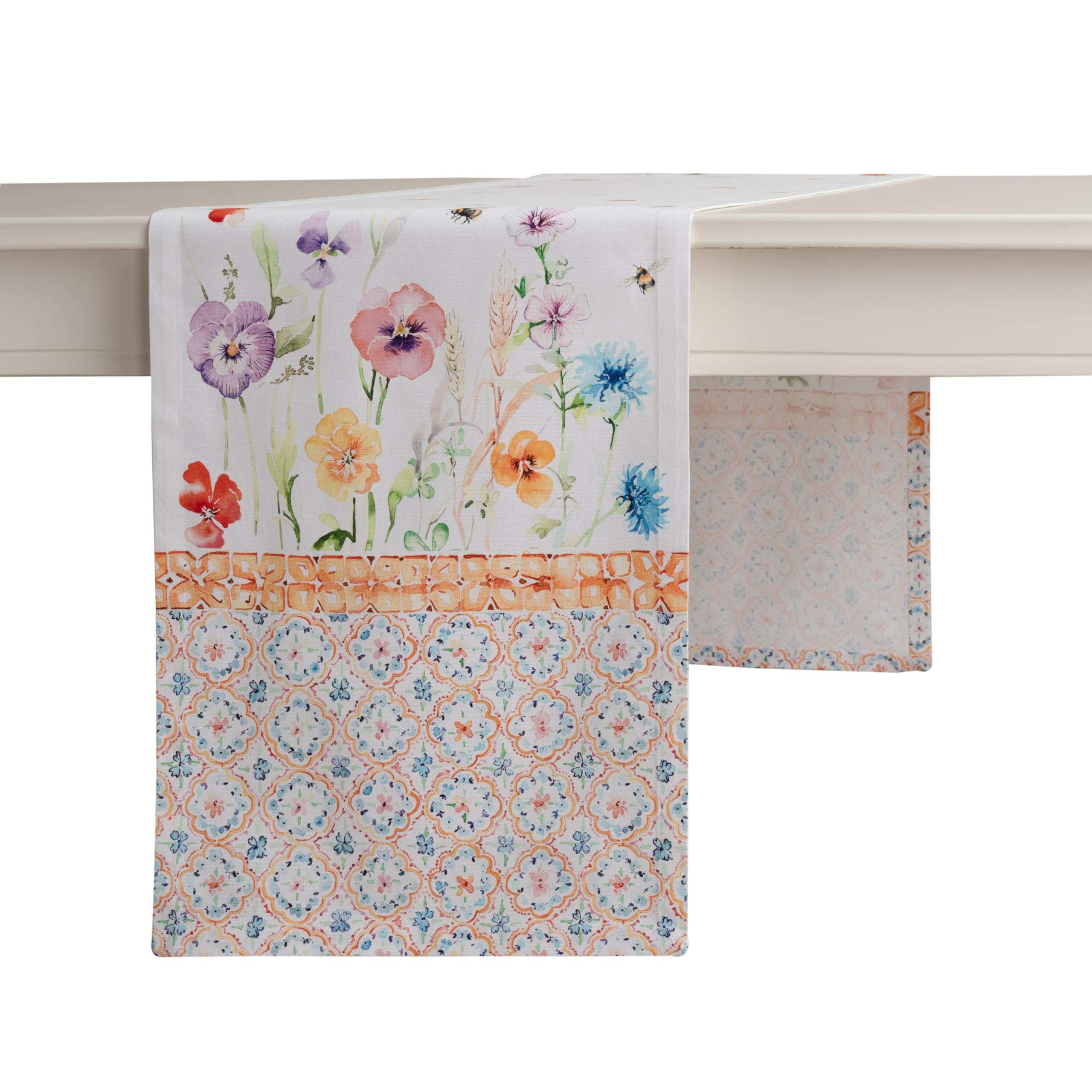 Maison D' Hermine 032 - Summer Whisper Table Runner 100% Cotton Single Layer Table Runners 230 Cm Long For Home Kitchen Dining Party Wedding Bridal Shower Spring Summer (Summer Whisper, 37 Cm X 230 Cm)