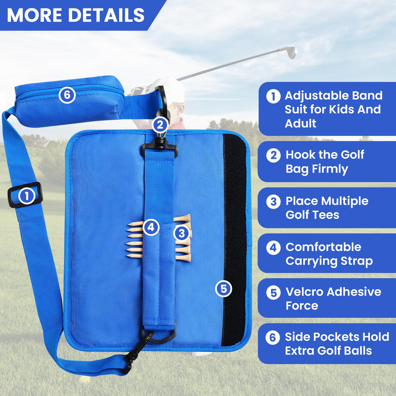 Bolsa de transporte para palos de golf ligera plegable con bolsillo y correa para el hombro