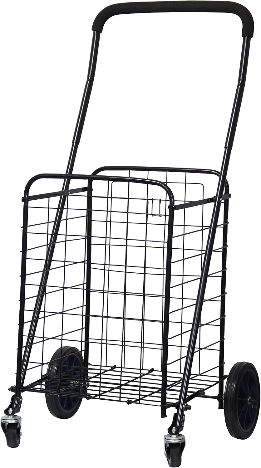 FORUP Utility Shopping Cart with Rolling Swivel Wheels (Black)