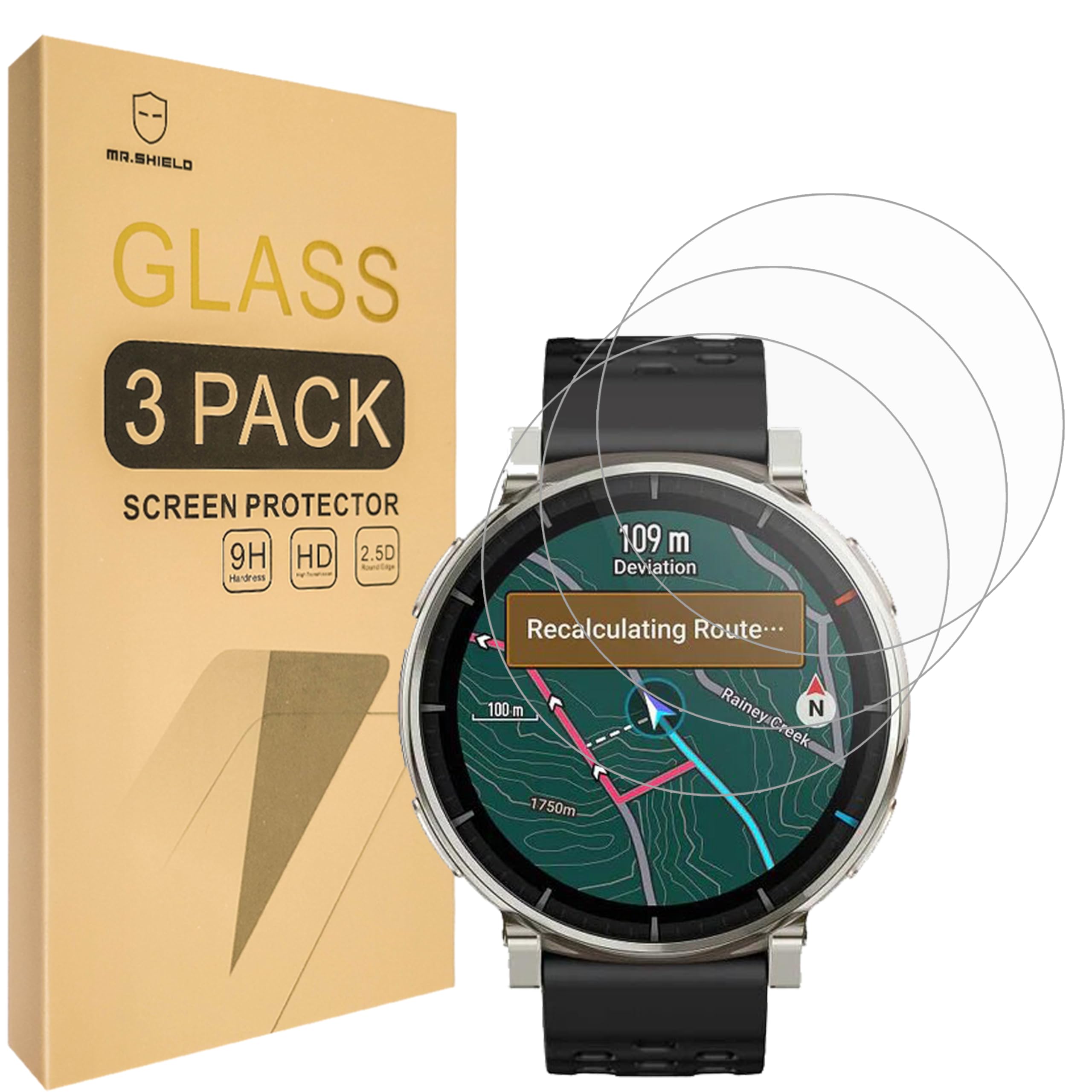 Mr.Shield 3-Piezas Cristal Templado para Amazfit Active 3 Premium | 9H Anti-Arañazos Vidrio Templado Protector Pantalla