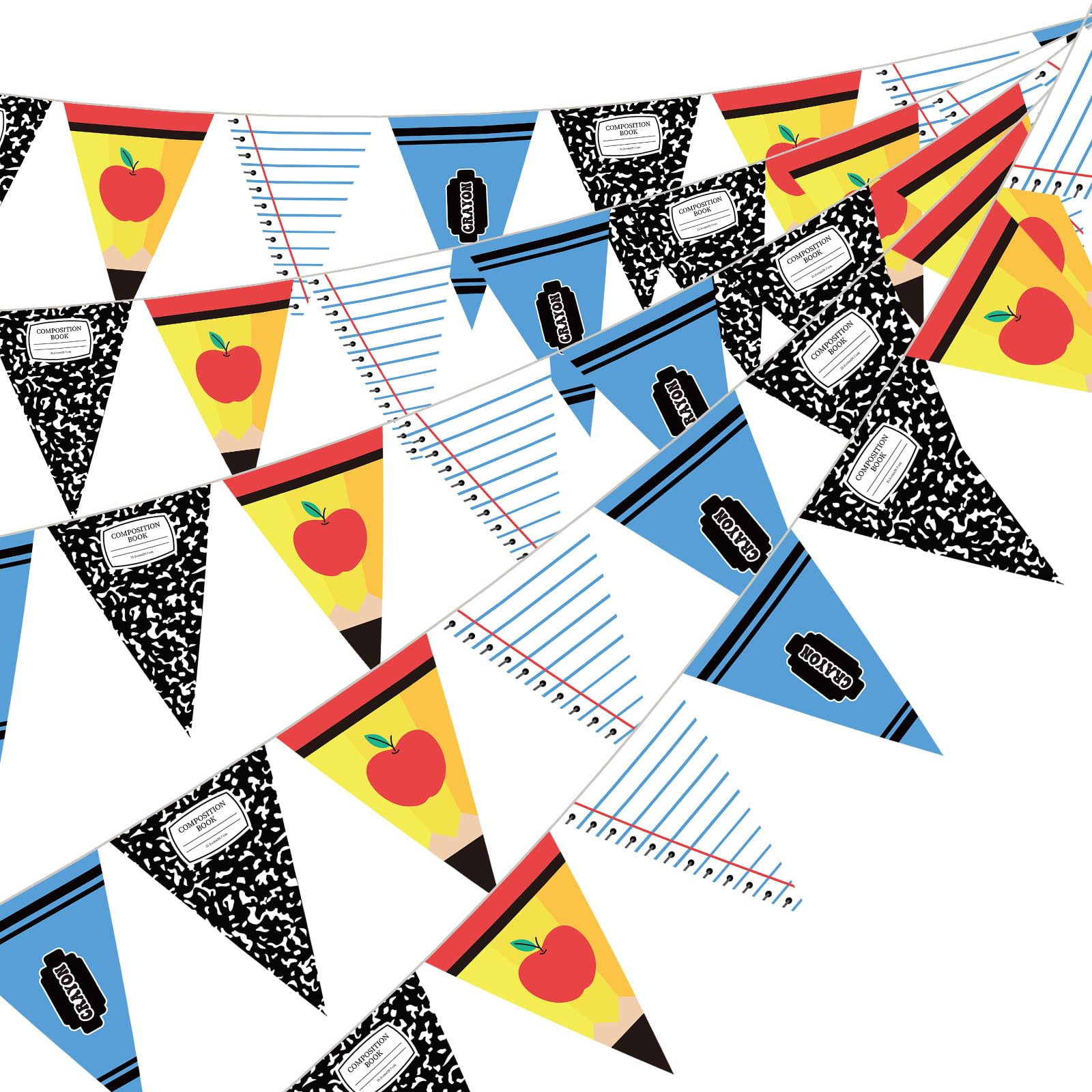 Hahafelt 5 pancartas decorativas para el primer día de clases, decoración de aula, lápiz, regla de crayón, cuaderno, guirnalda para fiesta de graduación