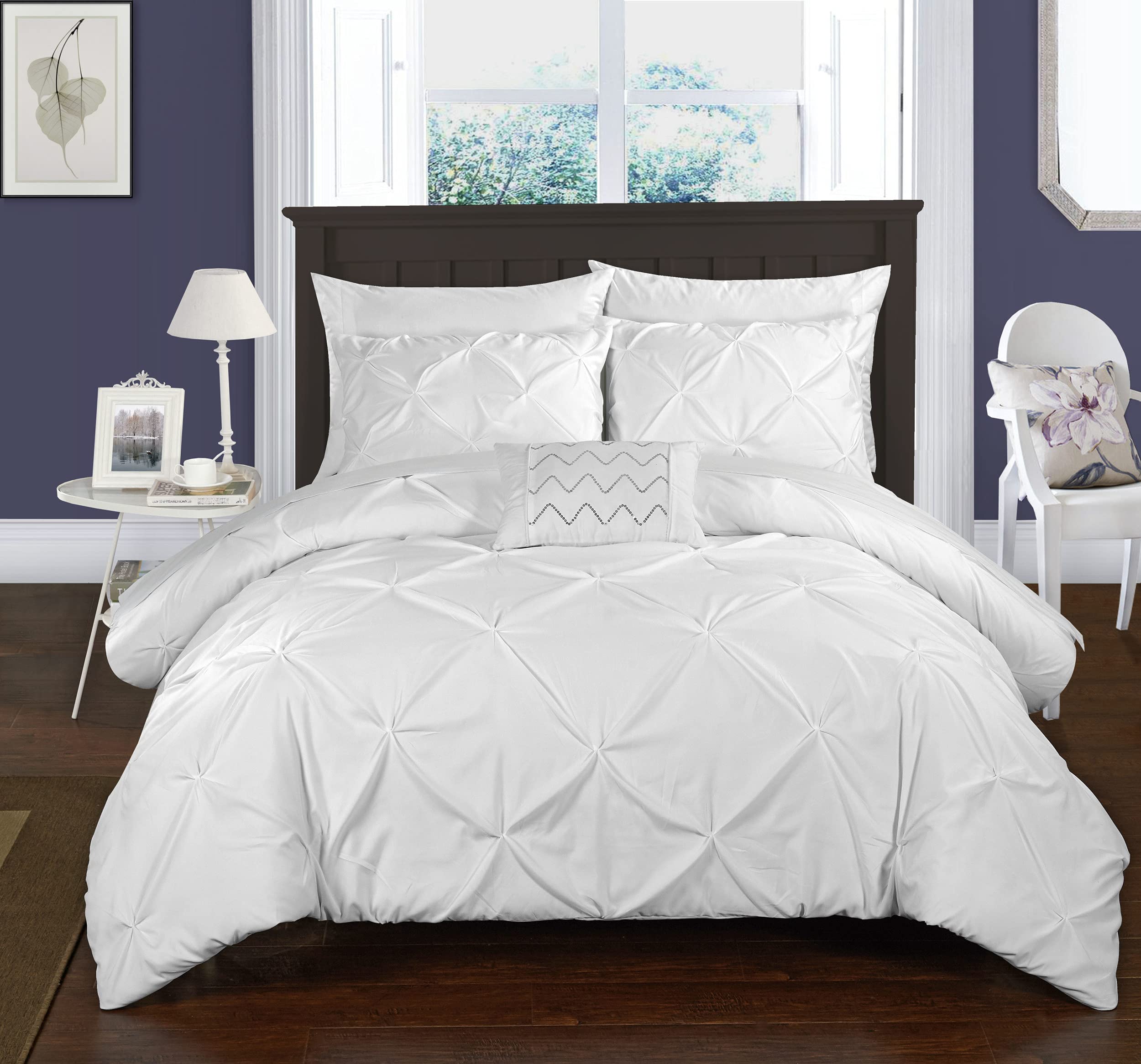 Buy Chic Home 3 Piece Daya Pinch Pleated, Ruffled & Pleated Complete