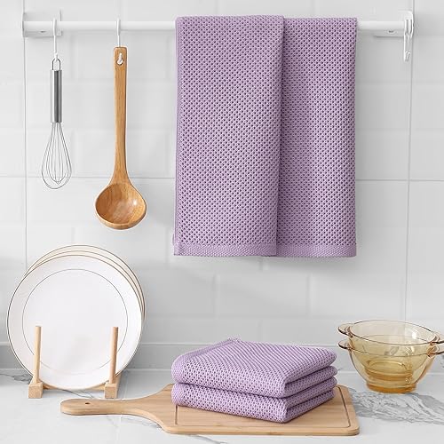 Miniatura 247 de Kitinjoy - Paños de cocina 100% algodón, paquete de 6 paños de cocina ultra suaves y absorbentes para secar platos, toallas de cocina de secado