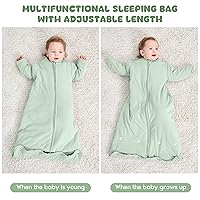 Vista 6 de Looxii Saco de dormir para bebé de 6 a 18 meses, 2.5TOG, manta de invierno para bebé, saco de dormir con longitud ajustable, color verde