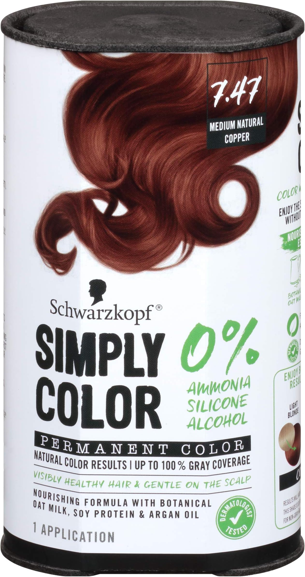 Simply Color Permanent Hair Color, 7.47 Medium Natural Copper