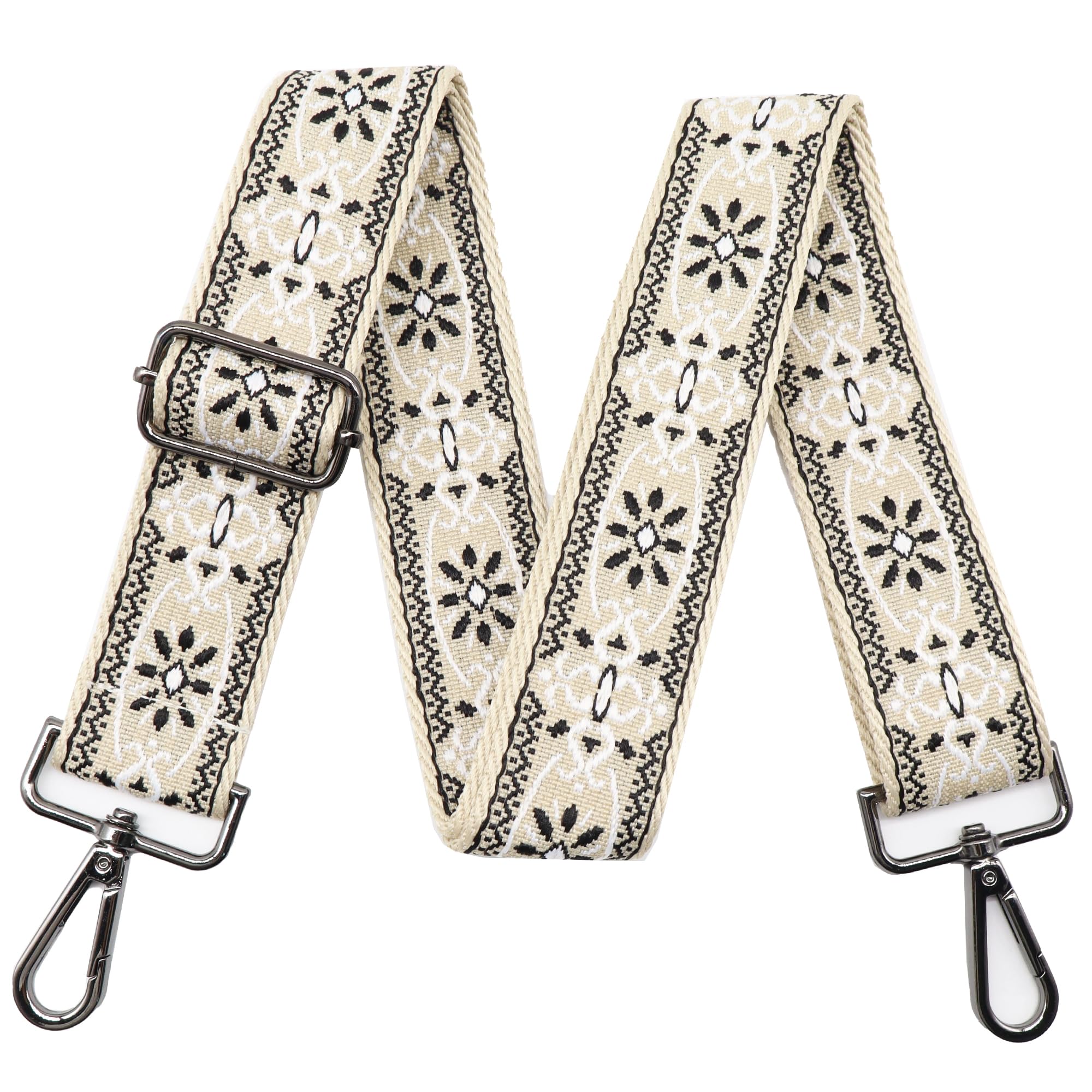 LEMEDE Purse Strap Adjustable Replacement Crossbody Bag Strap Retro Jacquard Embroidery Shoulder Straps for Canvas Bag
