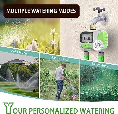 Miniatura 2 de Temporizador de agua para manguera de jardín de 2 zonas, temporizadores automáticos de manguera de grifo y sistema de riego para invernadero de