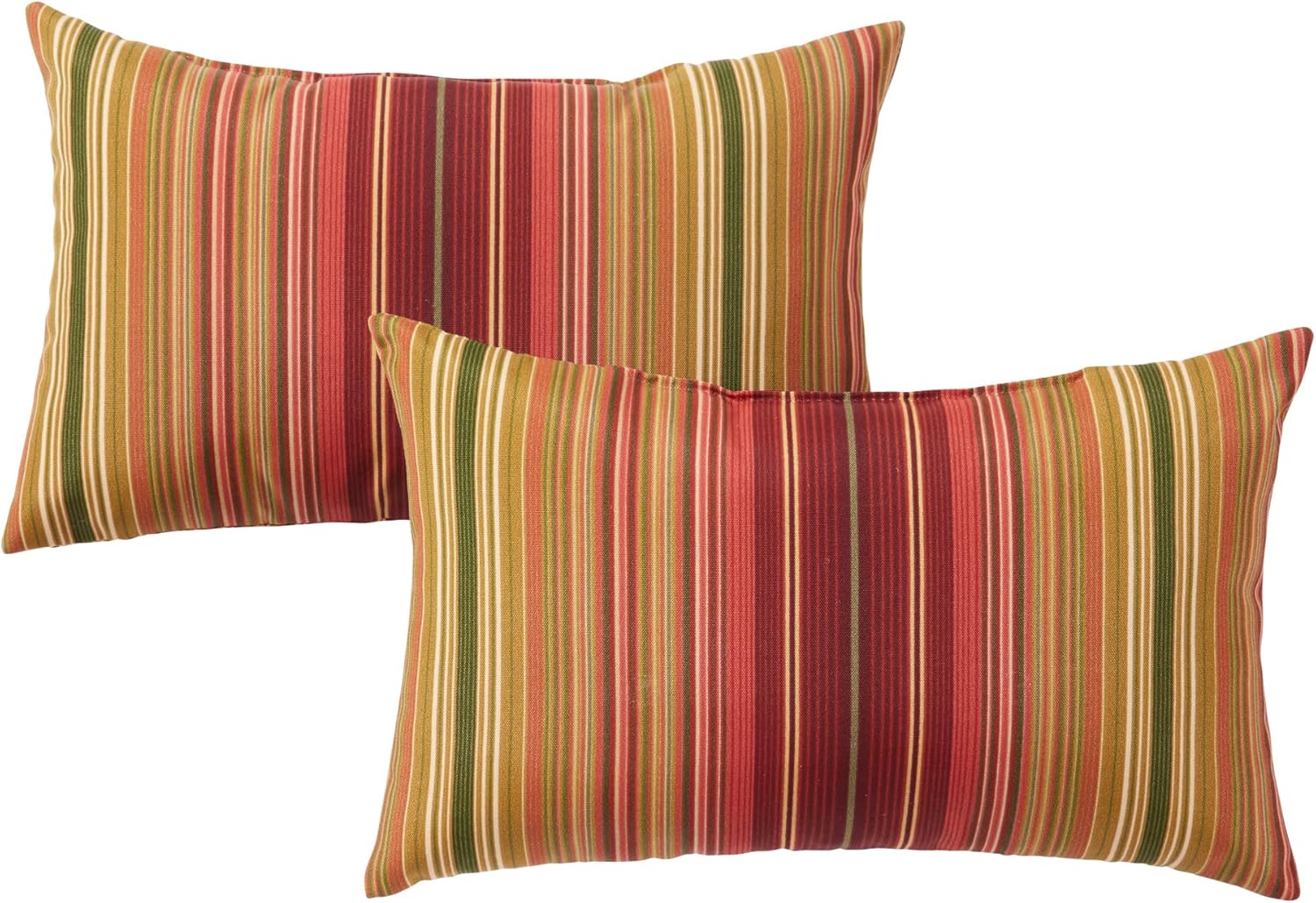 Greendale Home Fashions Outdoor 19x12 inch Rectangle Decorative Throw Pillow, 2-Pack, Cinnamon Stripe 2 Count