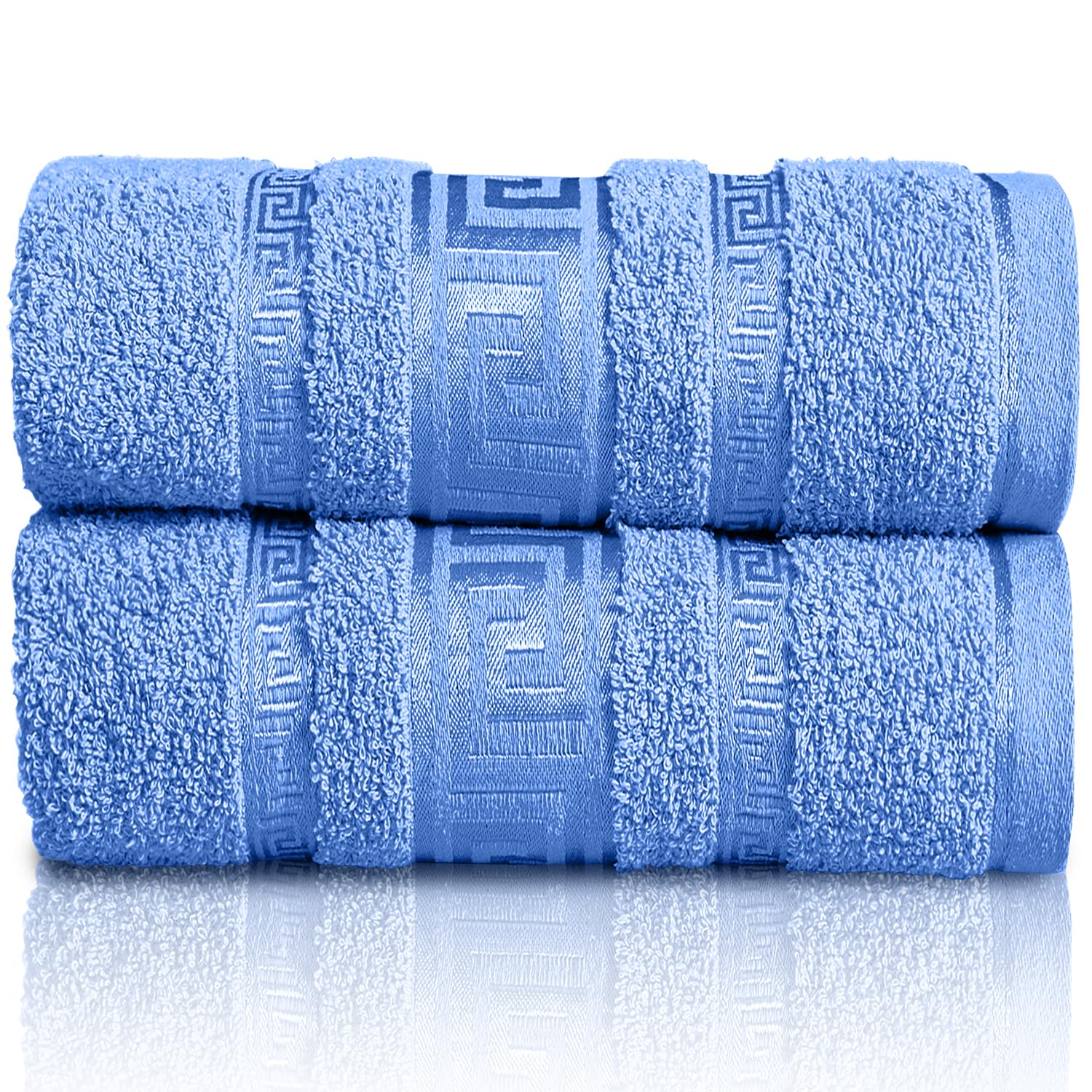GC GAVENO CAVAILIA Extra Large Jumbo Bath Sheets Greek Towels for Bathroom - 2 Piece Super Absorbent Quick Dry Towel, 100% Egyptian Cotton Soft Fluffy Luxury Bath Towel Spa & Hotel (90x180cm),Blue