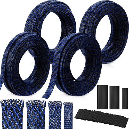 Miniatura 15 de Tatuo Funda de cable trenzada expandible de 65.6 pies, funda de alambre trenzado de varios tamaños con 120 tubos termorretráctiles para televisión