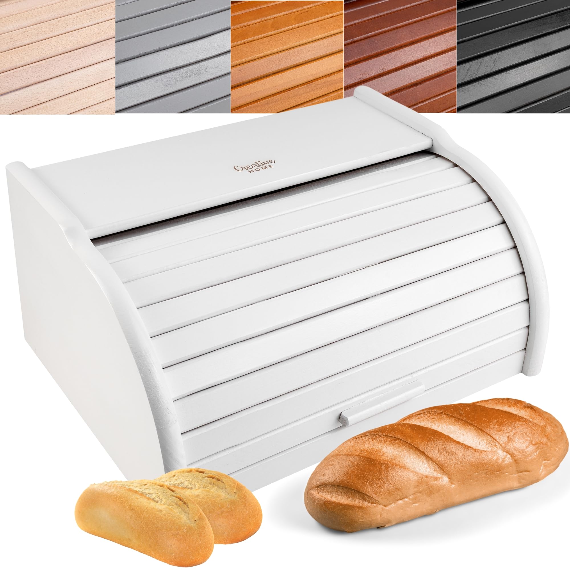 Creative Home Grande Panera Madera Contenedor para Pan Blanco