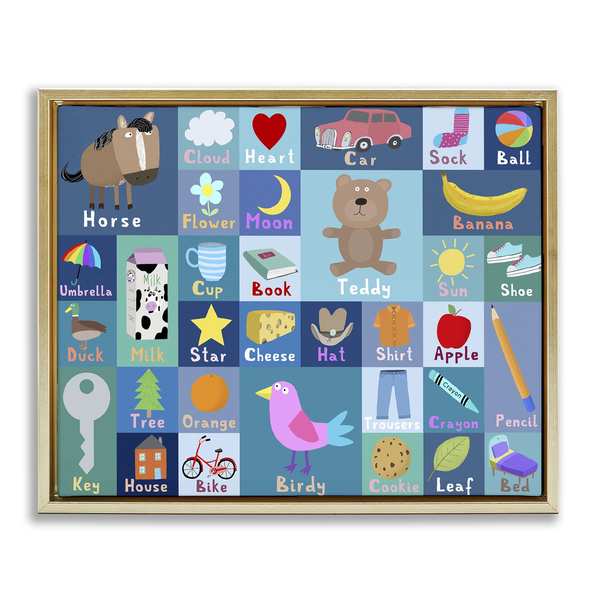 'Blue First Words'| Floating Frame Canvas Art