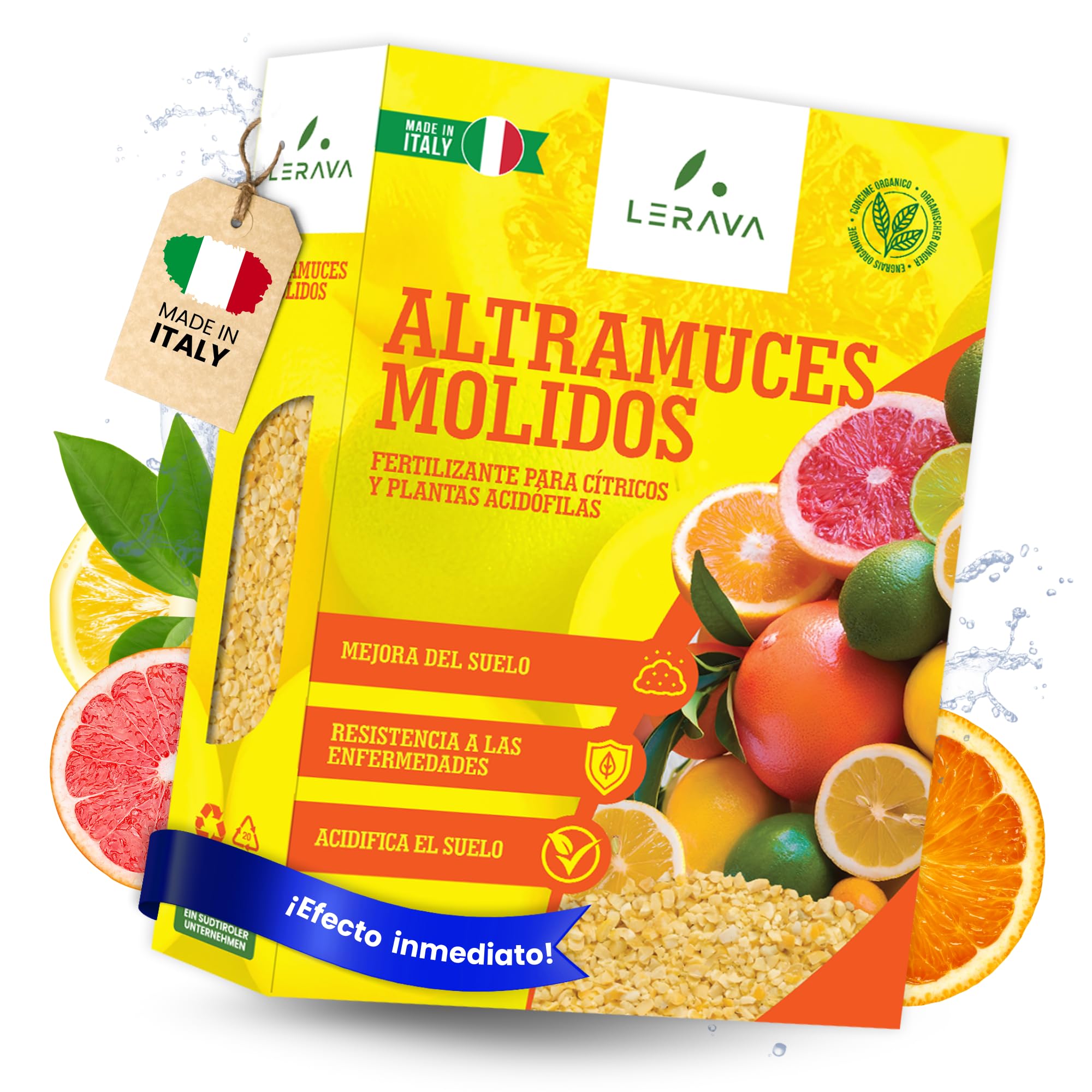 LERAVA Abono cítricos (3,6 kg) - fertilizante natural de altramuces molidos para limonero y naranjo - ideal para mandarino, kumquat y pomelo - mejora crecimiento, vigor y follaje en plantas acidófilas
