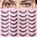 Russain Strip Lashes D-Curly False Eyelashes Natural Look Wispy Cat Eye Lashes that Look Like Eyelash Extensions 3D Lashes Pack