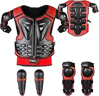 Vista 11 de JUSTDOLIFE 5 piezas de equipo de motocross juvenil, chaqueta de protección de armamento de motocicleta, armadura de motocicleta para niños