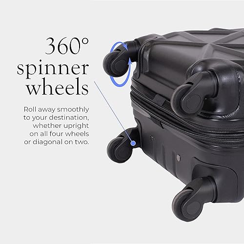 Miniatura 8 de AMKA Juego de equipaje giratorio extensible Gem Hardside, Negro -, Spinner de mano extensible Hardside con estuche cosmético incluido