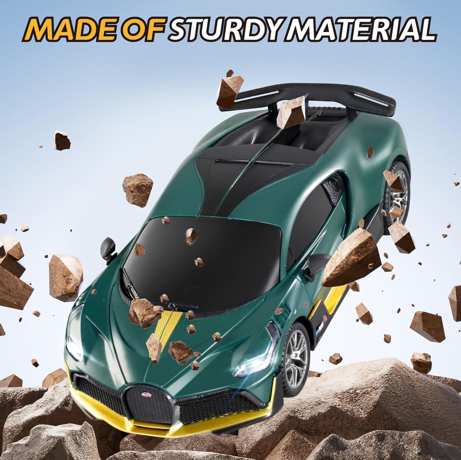 MIEBELY Remote Control Car - 1/24 Scale Fast Rc Race Car, Bugatti Divo 3.7V 500 mAh Toys with Headlight, Racing Hobby Model Birthday Ideal Gifts for Adults Kids Boys Age 6 7 8 9 Year Old