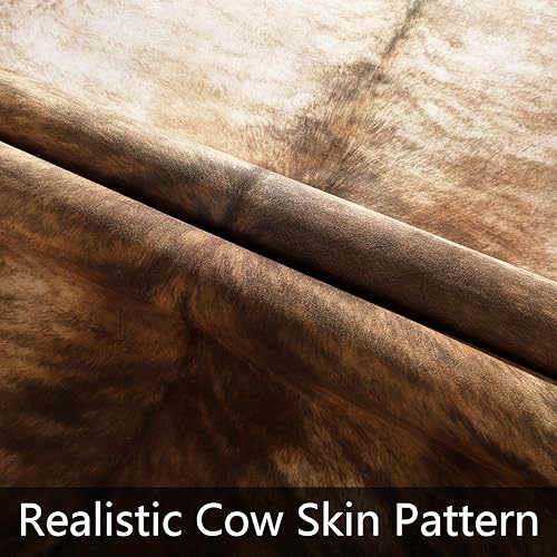 Miniatura 6 de AROGAN Western Decor Alfombra de Pelaje Sintético de Piel de Vaca, 6.2 x 5.2 Pies Alfombra Premium de Piel Animal de Vaca, Alfombras Duraderas con